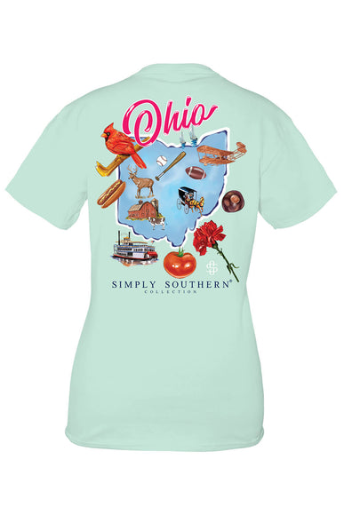Simply Southern Womens Shirts Ohio T-Shirt for Women in Breeze Blue