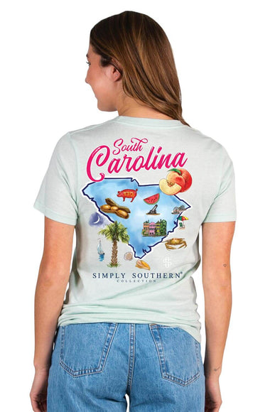 Simply Southern Tees South Carolina T-Shirt for Women in Breeze Blue