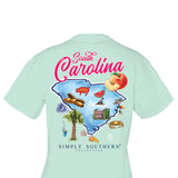 Simply Southern Youth Shirts Youth Carolina T-Shirt for Girls in Breeze Blue