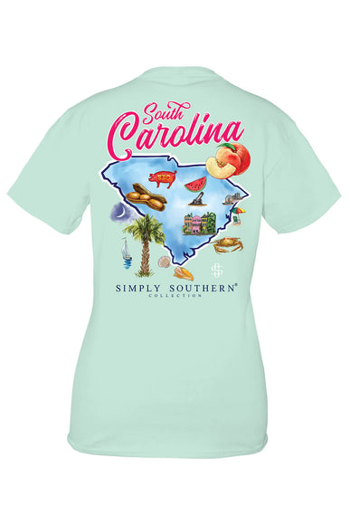 Simply Southern Youth Shirts Youth Carolina T-Shirt for Girls in Breeze Blue