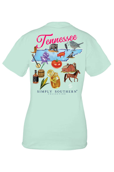 Girls Simply Southern Youth Girls T-Shirt Tennessee T-Shirt for Girls in Breeze Blue