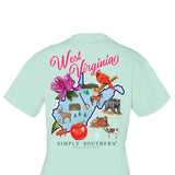 Simply Southern Women's West Virginia T-Shirt for Women in Breeze Blue