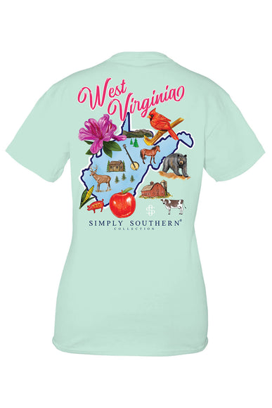 Simply Southern Women's West Virginia T-Shirt for Women in Breeze Blue