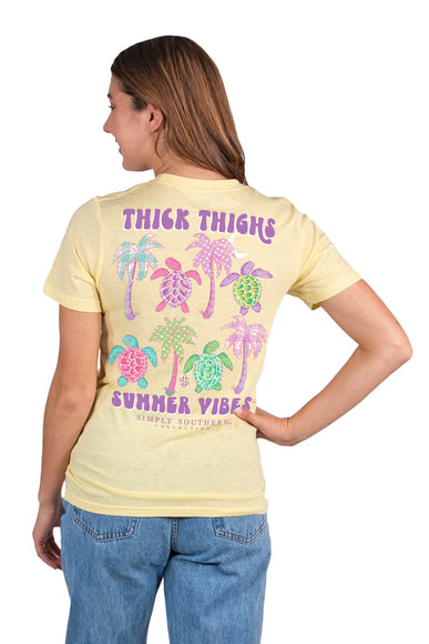 Womens Simply Southern Tees Thick Thighs T-Shirt for Women in Yellow