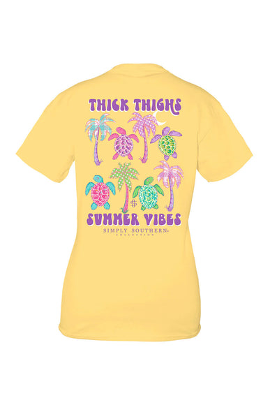 Womens Simply Southern Tees Thick Thighs T-Shirt for Women in Yellow