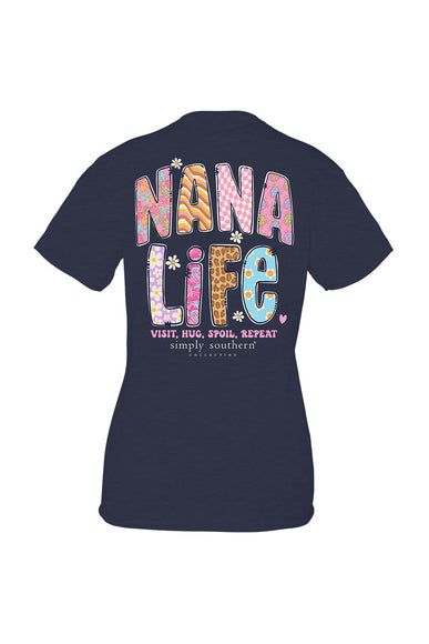 Plus Size Simply Southern Shirts Plus Size Nana Life T-Shirt for Women in Blue