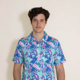 Simply Southern Hula Pattern Polo for Men in Blue 