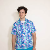 Simply Southern Hula Pattern Polo Shirt for Men in Blue | PP-0123-MN-PATTERN-POLO-HULA