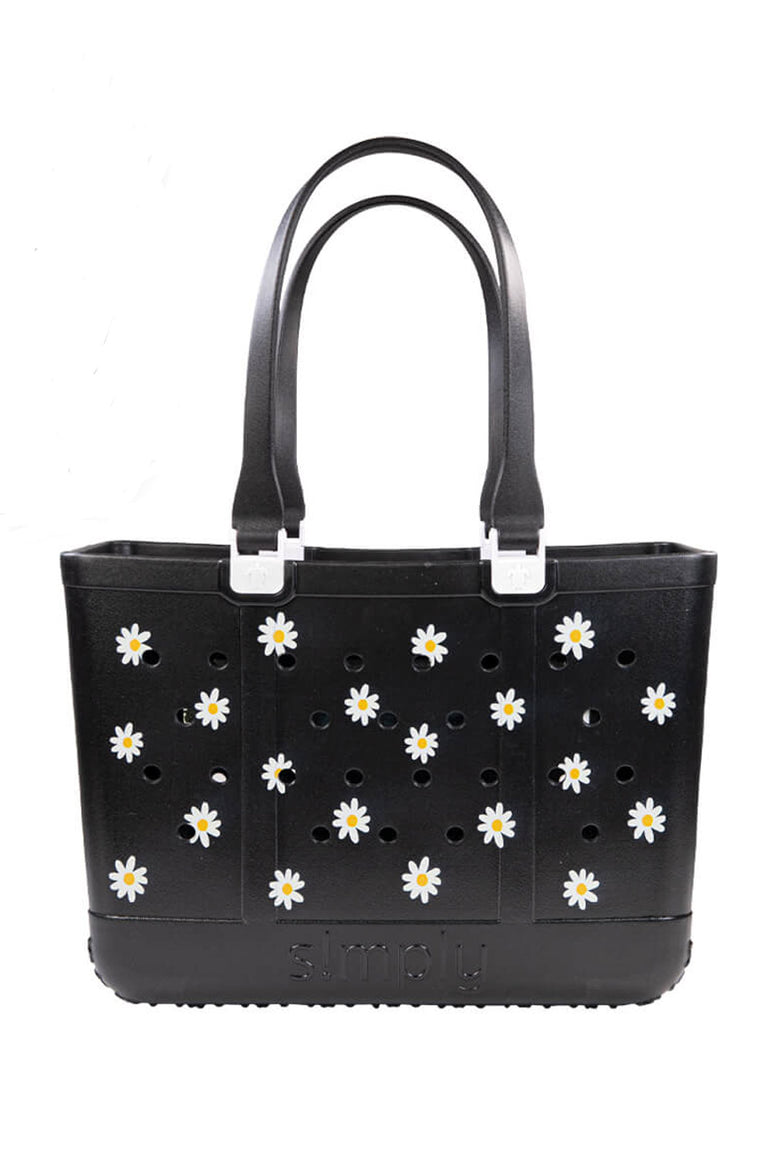 Simply Southern Daisy Printed Large Waterproof Tote Bag in Black PP Glik's
