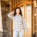 Simply Southern Women's Clothing Plaid Shacket for Women in Grey alternate photo