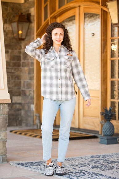 Simply Southern Women's Clothing Plaid Shacket for Women in Grey alternate photo