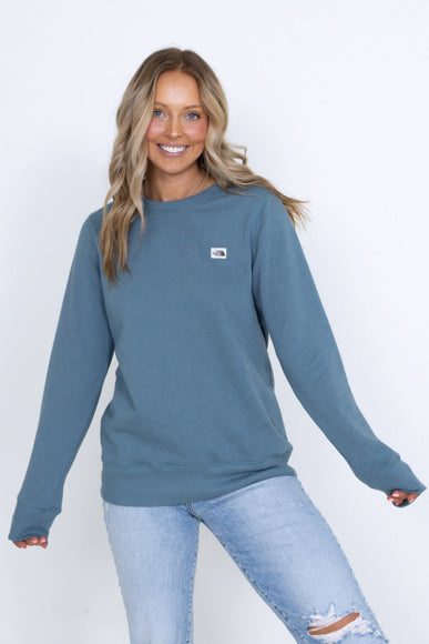 The North Face Heritage Patch Crewneck Sweatshirt for Women in Goblin Blue