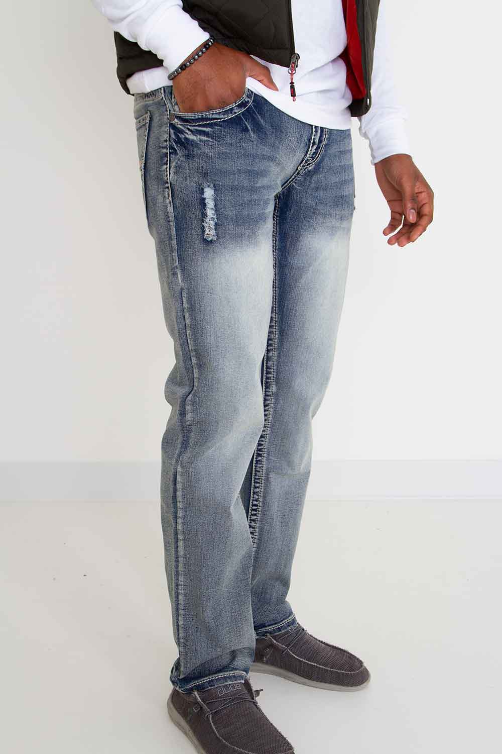 True Luck Miles Straight Distressed Jeans for Men