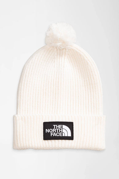 The North Face Logo Box Pom Beanie for Women in White