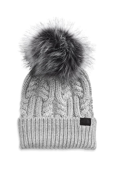 The North Face Oh Mega Fur Pom Beanie for Women in Light Grey
