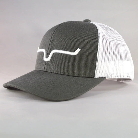 Kimes Ranch Weekly Trucker Hat for Men in Charcoal/White