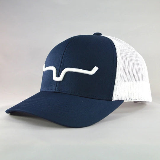 Kimes Ranch Weekly Trucker Hat for Men in Navy/White