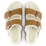 Birkenstock Arizona Shearling Suede Sandals for Women in Mink/Natural Brown