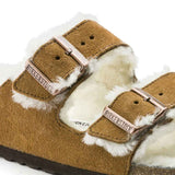 Birkenstock Arizona Shearling Suede Sandals for Women in Mink/Natural Brown