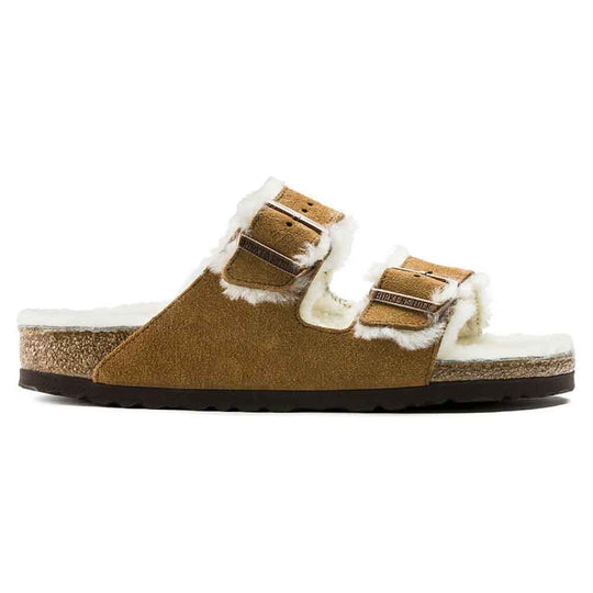 Birkenstock Arizona Shearling Suede Sandals for Women in Mink/Natural Brown