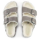 Birkenstock Arizona Shearling Suede Sandals for Women in Stone Coin Grey
