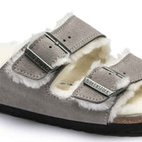 Birkenstock Arizona Shearling Suede Sandals for Women in Stone Coin Grey