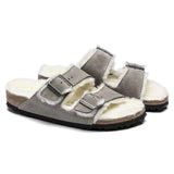 Birkenstock Arizona Shearling Suede Sandals for Women in Stone Coin Grey