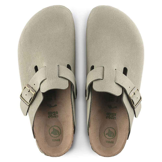 Birkenstock Boston Vegan Birkibuc Clogs for Women in Khaki