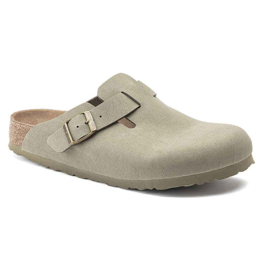 Birkenstock Boston Vegan Birkibuc Clogs for Women in Khaki