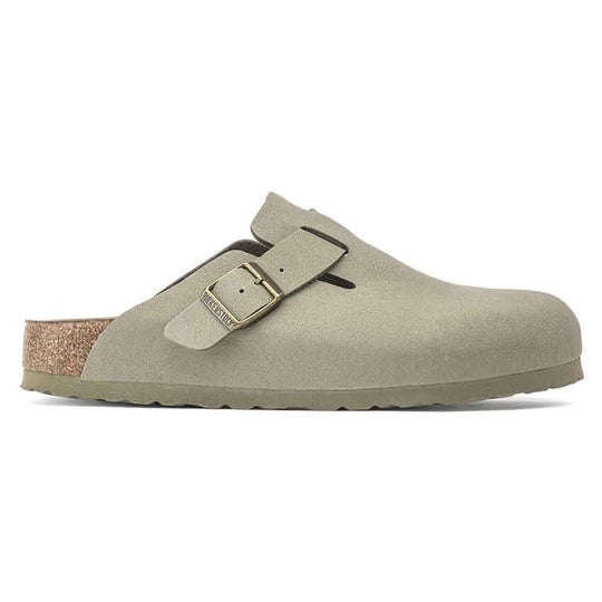 Birkenstock Boston Vegan Birkibuc Clogs for Women in Khaki