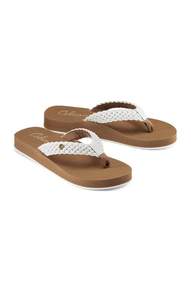 Cobian Braided Bounce Flip Flops for Women in White