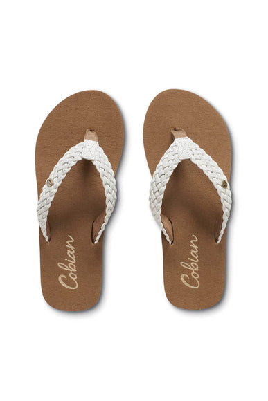 Cobian Braided Bounce Flip Flops for Women in White