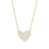 Kendra Scott Ari Heart Gold Pendant Necklace in Iridescent Drusy 