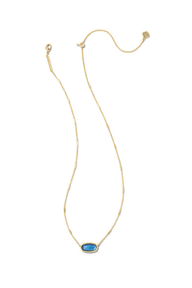 Kendra Scott Framed Elisa Dark Blue Gold Pendant Necklace