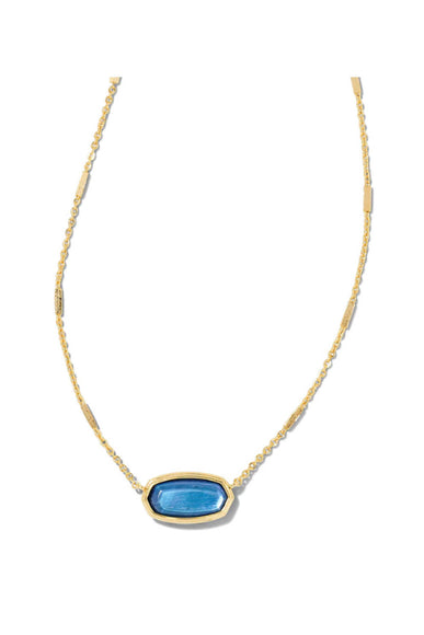 Kendra Scott Framed Elisa Dark Blue Gold Pendant Necklace