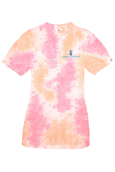 Simply Southern Youth Fiesta Then Siesta T-Shirt for Girls in Tie dye Pink/Coral