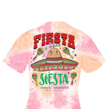 Simply Southern Youth Fiesta Then Siesta T-Shirt for Girls in Tie dye Pink/Coral