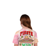 Simply Southern Youth Fiesta Then Siesta T-Shirt for Girls in Tie dye Pink/Coral