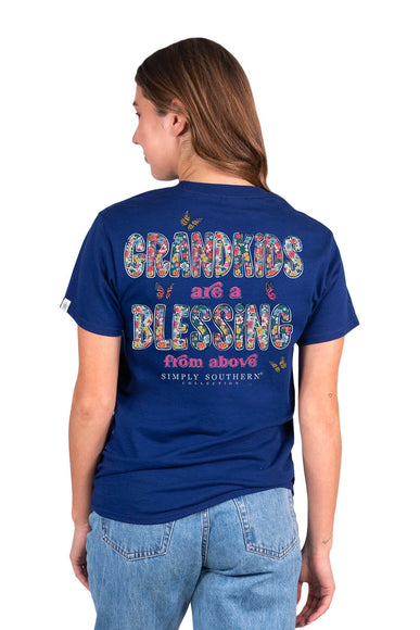 Women's Simply Southern T-Shirts Grandkids T-Shirt for Women in Dark Blue