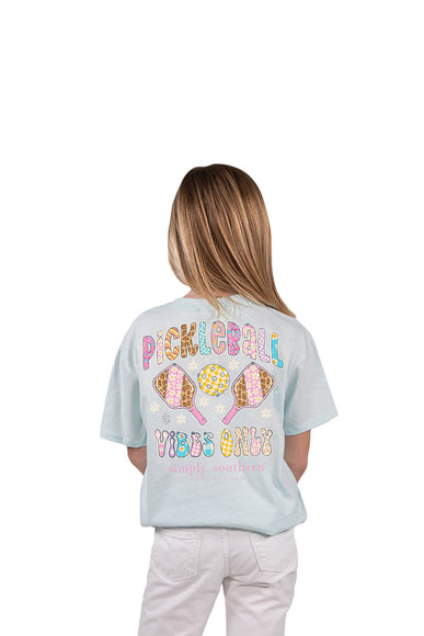 Youth Simply Southern Youth Pickleball Vibes T-Shirt for Women in Breeze Blue