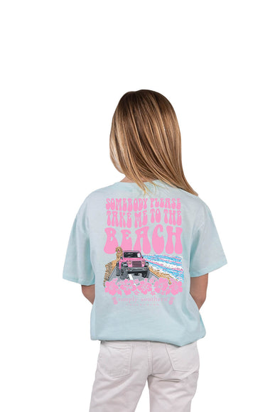 Youth Simply Southern Shirts Youth Take Me To The Beach T-Shirt for Girls in Blue 