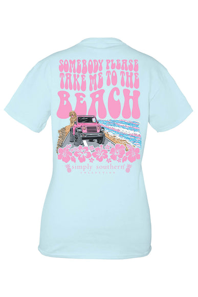 Youth Simply Southern Shirts Youth Take Me To The Beach T-Shirt for Girls in Blue 