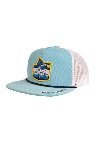 Simply Southern Fish Snapback Hat for Men in Light Blue