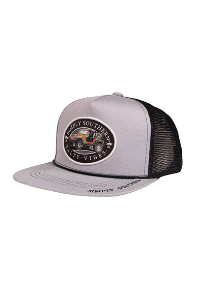Simply Southern Salty Vibes Snapback Hat for Men in Grey