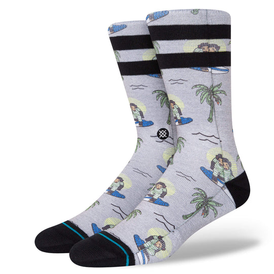 Stance Surfing Monkey Crew Socks for Men in Grey