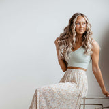 Wishlist Floral Pleated Midi Skirt for Women in Cream